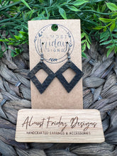 Load image into Gallery viewer, Genuine Leather Earrings - Diamond Design - Paint Splatter - Neutral - Black - Bronze - Diamond Cut Out