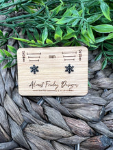 Load image into Gallery viewer, Silver Earrings - Winter - Snowflake Studs - Mini Studs - Studs - Snow - Metal - Silver - Statement Earrings - Stud Earrings - Stainless Steel