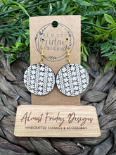 Load image into Gallery viewer, Wood Earrings - Circle - Round - Saint Patrick's Day - Green - White - Sage - Engraved - Hand Painted - Distressed - Three Leaf Clovers - Clovers - Shamrocks - Statement Earrings - Four Leaf Clovers