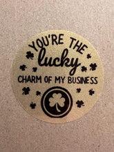 Load image into Gallery viewer, Sticker - Business - Happy Mail - Gold Transparent - St. Patricks Day - Lucky Charm - Gold Glitter - Scallop Rainbow - Clover - Shamrock