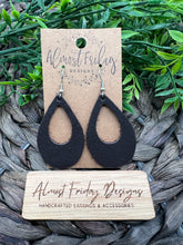 Load image into Gallery viewer, Genuine Leather Earrings - Teardrop Earrings - Brown - Cut Out - Statement Earrings