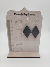 Load image into Gallery viewer, Genuine Leather Earrings - Diamond Earrings - Teal - Suede Leather - Statement Earrings