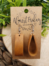 Load image into Gallery viewer, Genuine Leather Earrings - Loop Earrings - Black - Statement Earrings - Straight Loop - Smooth Leather