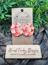 Load image into Gallery viewer, Genuine Leather Earrings - Basketball - Basketball Earrings - Round - Sports - Statement Earrings - Black and Orange