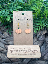 Load image into Gallery viewer, Enamel Earrings - Little Ladies - Orange - Gold - Pumpkin - Fall - Halloween - Small Earrings - Statement Earrings