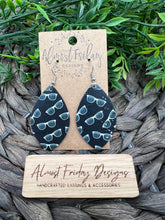 Load image into Gallery viewer, Genuine Leather Earrings - Black - Leaf Cut - White - Sunglasses - Shades - Statement Earrings - Neutral - Summer