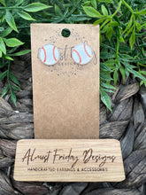 Load image into Gallery viewer, Acrylic Earrings - Studs - Baseball - Baseball Earrings - Red and White - Statement Earrings