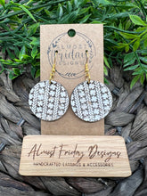 Load image into Gallery viewer, Wood Earrings - Circle - Round - Saint Patrick's Day - Green - White - Sage - Engraved - Hand Painted - Distressed - Three Leaf Clovers - Clovers - Shamrocks - Statement Earrings - Four Leaf Clovers