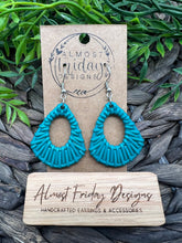 Load image into Gallery viewer, Acrylic Earrings - Teardrop - Teal - Rattan - Statement Earrings - Faux Rattan