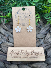 Load image into Gallery viewer, Enamel Earrings - Little Ladies - White - Pearl - Gold - Flower - Small Earrings - Statement Earrings