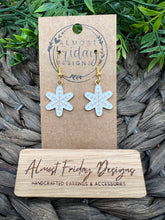 Load image into Gallery viewer, Enamel Earrings - Little Ladies - White - Gold - Snowflake - Small Earrings - Statement Earrings