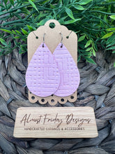 Load image into Gallery viewer, Genuine Leather Earrings - Teardrop Earrings - Pink - Braided Leather - Statement Earrings