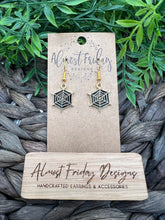 Load image into Gallery viewer, Enamel Earrings - Little Ladies - Gold - Black - Spider Web- Halloween - Small Earrings - Statement Earrings
