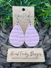 Load image into Gallery viewer, Genuine Leather Earrings - Teardrop Earrings - Pink - Braided Leather - Statement Earrings - Fishtail