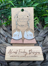 Load image into Gallery viewer, Acrylic Earrings - Wood - Snow Globe Earrings - Winter - Cabin - Trees - Statement Earrings