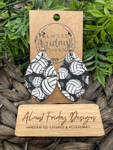 Load image into Gallery viewer, Genuine Leather Earrings - Volleyball -Volleyball Earrings - Statement Earrings - Sports - Leaf Cut