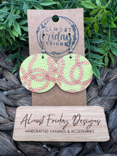 Load image into Gallery viewer, Genuine Leather Earrings - Softball -Softball Earrings - Statement Earrings - Sports - Round