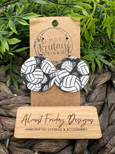Load image into Gallery viewer, Genuine Leather Earrings - Volleyball -Volleyball Earrings - Statement Earrings - Sports - Round