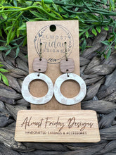 Load image into Gallery viewer, Genuine Leather Earrings - Cream - Tan - Leopard - Animal Print - Neutral - Hoop Earrings - Hoops - Circle - Circle Cut Out - Statement Earrings