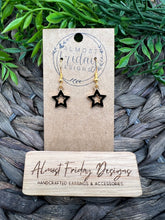 Load image into Gallery viewer, Enamel Earrings - Little Ladies - Black - Gold - Star - Small Earrings - Statement Earrings