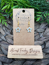 Load image into Gallery viewer, Enamel Earrings - Little Ladies - White - Gold - Star - Small Earrings - Statement Earrings