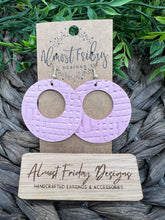 Load image into Gallery viewer, Genuine Leather Earrings - Pink - Circle - Textured - Cut Out - Statement Earrings - Braided