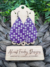 Load image into Gallery viewer, Genuine Leather Earrings - Teardrop - Round - Purple - Taupe - Statement Earrings - Leather - Square
