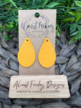 Load image into Gallery viewer, Genuine Leather Earrings - Teardrop Earrings - Orange Leather - Fall Earrings - Statement Earrings