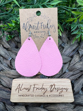 Load image into Gallery viewer, Genuine Leather Earrings - Teardrop Earrings - Pink - Statement Earrings