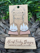 Load image into Gallery viewer, Acrylic Earrings - Wood - Snow Globe Earrings - Winter - Trees - Statement Earrings