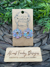 Load image into Gallery viewer, Acrylic Earrings - Spring Flowers - Flower - Floral - Silver - Glitter - Spring - Summer - Statement Earrings