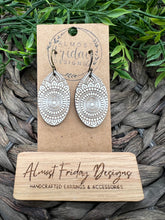 Load image into Gallery viewer, Wood Earrings - Oval - Round - White - Sage - Engraved - Hand Painted - Distressed - Mandala - Statement Earrings
