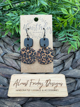 Load image into Gallery viewer, Genuine Leather Earrings - Black - Brown - Gold - Leopard - Animal Print - Neutral - Wood - Square - Statement Earrings