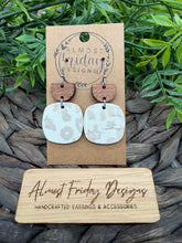 Load image into Gallery viewer, Genuine Leather Earrings - Cream - Tan - Leopard - Animal Print - Neutral - Wood - Square - Statement Earrings