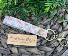 Load image into Gallery viewer, Genuine Leather Wristlet - Genuine Leather Accessories - Wristlet - Key Chain - Rainbow - Blue - Red - Orange - Olive -White - Boho