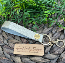 Load image into Gallery viewer, Genuine Leather Wristlet - Genuine Leather Accessories - Wristlet - Key Chain - Champagne - Gold - Western Saddle