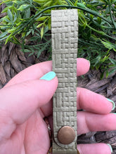 Load image into Gallery viewer, Genuine Leather Wristlet - Genuine Leather Accessories - Wristlet - Key Chain - Braided - Embossed Leather - Olive