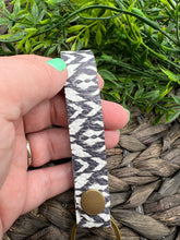 Load image into Gallery viewer, Genuine Leather Wristlet - Genuine Leather Accessories - Wristlet - Key Chain - Blue and White - Boho - Aztec