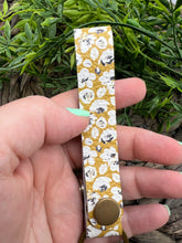 Load image into Gallery viewer, Genuine Leather Key Chain Wristlet - Genuine Leather Accessories - Key Wristlet - Key Chain - Flowers - Spring Flowers - Floral - Poppies - Mustard