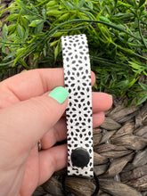 Load image into Gallery viewer, Genuine Leather Key Fob - Genuine Leather Accessories - Key Wristlet - Key Chain - Black and White - Honeycomb Design