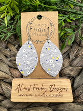 Load image into Gallery viewer, Genuine Leather Earrings - Leaf Cut - Floral - Blue - Yellow - White - Colorful Flowers - Summer Earrings - Statement Earrings - Spring - Flowers