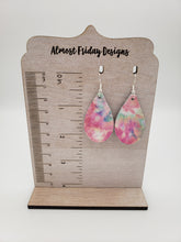 Load image into Gallery viewer, Genuine Leather Earrings - Teardrop - Floral Designs - Flowers - Spring Flowers - Pansies