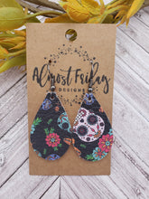 Load image into Gallery viewer, Genuine Leather Earrings - Halloween Earrings - Sugar Skulls - Day of the Dead