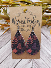Load image into Gallery viewer, Genuine Leather Earrings - Teardrop Earrings - Fall Leather Genuine Leather Earrings - Fall Leaves - Fall Earrings