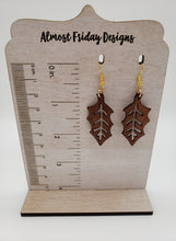 Load image into Gallery viewer, Wood Earrings - Leaf - Statement Earrings - Fall Leaf - Fall Earrings