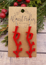 Load image into Gallery viewer, Acrylic Earrings - Jolly Earrings - Christmas - Winter - Cut Out Earrings - Red - Statement Earrings