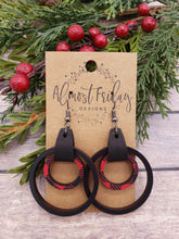 Load image into Gallery viewer, Wood Earrings - Buffalo Check - Hoop Earrings - Christmas Plaid - Fall Earrings