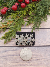Load image into Gallery viewer, Acrylic Earrings - Snowflake Earrings - Christmas - Winter - Cut Out Earrings - Glitter - Silver - Statement Earrings - Stud Earrings