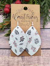 Load image into Gallery viewer, Genuine Leather Earrings - Leaf Cut - Christmas Earrings - Christmas - Cut Out Earrings - Christmas Holly - Statement Earrings