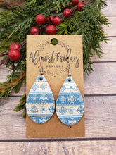 Load image into Gallery viewer, Genuine Leather Earrings - Snowflakes - Christmas Earrings - Winter - Teardrop